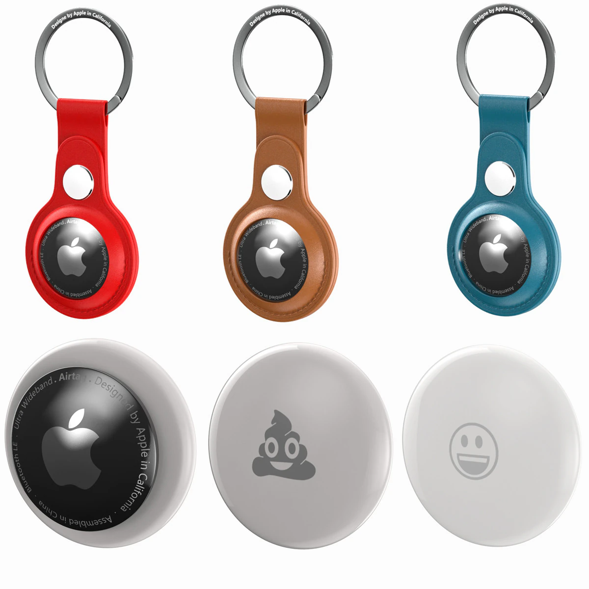 Apple AirTag And Apple AirTag Leather Key Ring Collection 3D Model .c4d .max .obj .3ds .fbx .stl .blend