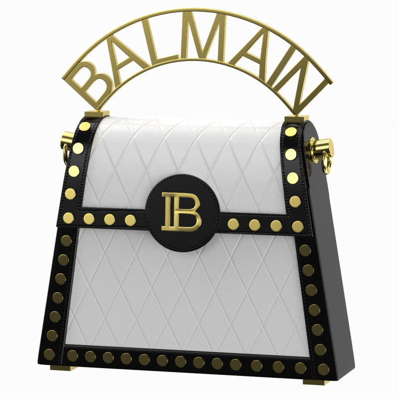 Balmain B Buzz Dynasty Small Bag Black White 3D Model .c4d .max .obj .3ds .fbx .stl .blend 
