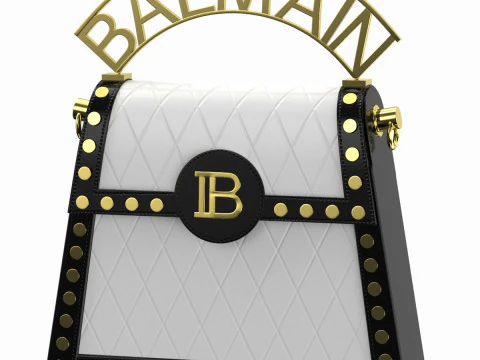 Bolsa pequena Balmain B Buzz Dynasty preto branco Modelo 3D