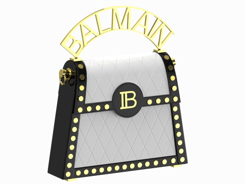 Balmain B Buzz Dynasty Small Bag Black White 3D Model