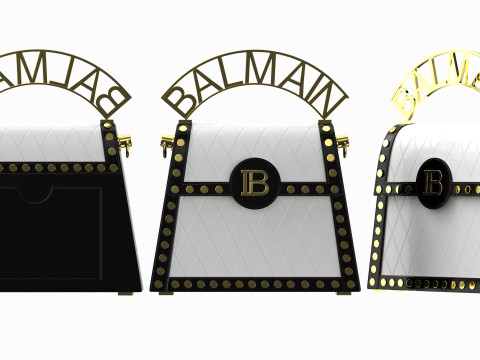 Balmain B Buzz Dynasty Small Bag Black White 3D Model