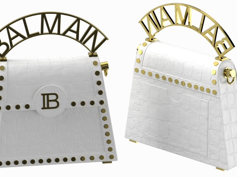 Balmain B Buzz Dynasty Small Bag White Crocodile Modelo 3D
