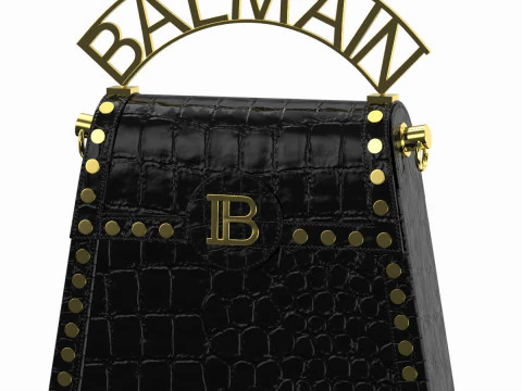Balmain B Buzz Dynasty K&uuml;&ccedil;&uuml;k &Ccedil;anta Siyah Timsah 3D Model