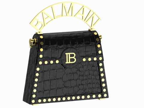 Balmain B Buzz Dynasty Small Bag Black Crocodile 3D Модель