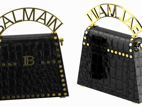 Balmain B Buzz Dynasty Small Bag Black Crocodile 3D Модель