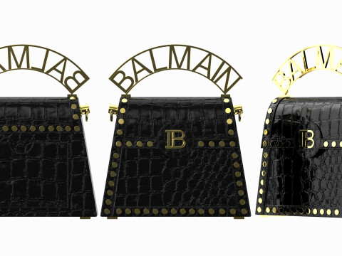 Balmain B Buzz Dynasty Small Bag Black Crocodile 3D Модель