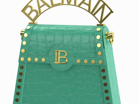 Balmain B Buzz Dynasty Small Bag Green Crocodile 3D 모델