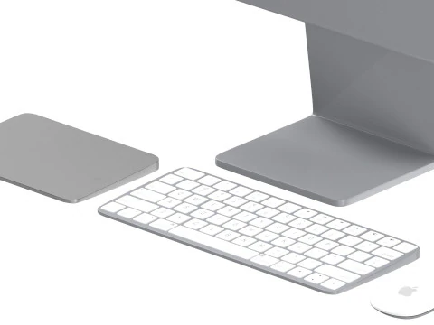 Apple iMac 2023 Silver 3D Model