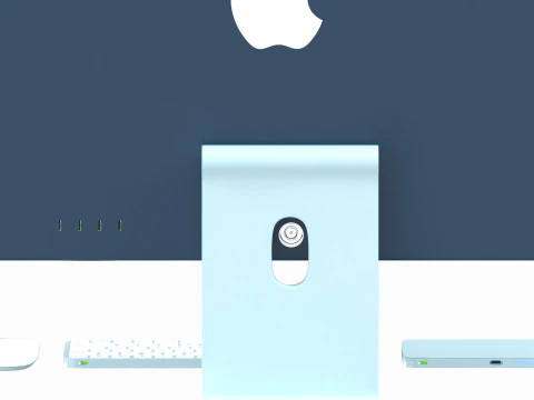 Apple iMac 2023 Blue 3D Model