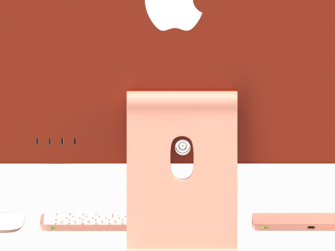 Apple iMac 2023 Orange 3Dモデル