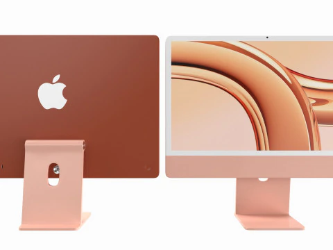 Apple iMac 2023 Orange 3D Model