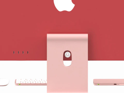 Apple iMac 2023 Red 3D Model