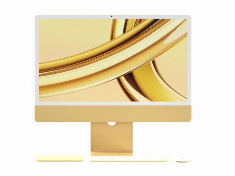 Apple iMac 2023 Yellow 3D Model