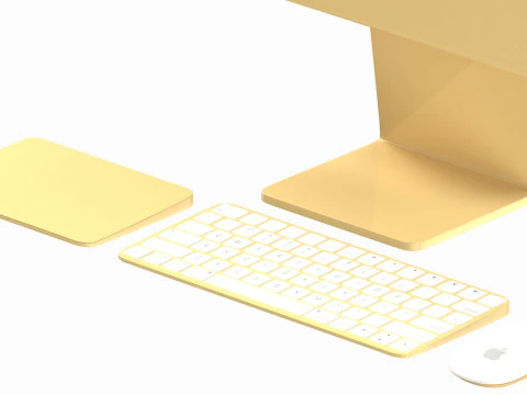 Apple iMac 2023 Yellow 3D Model