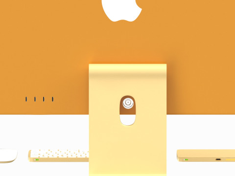 Apple iMac 2023 Yellow 3D 모델