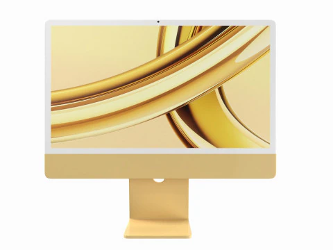Apple iMac 2023 Yellow 3D Model