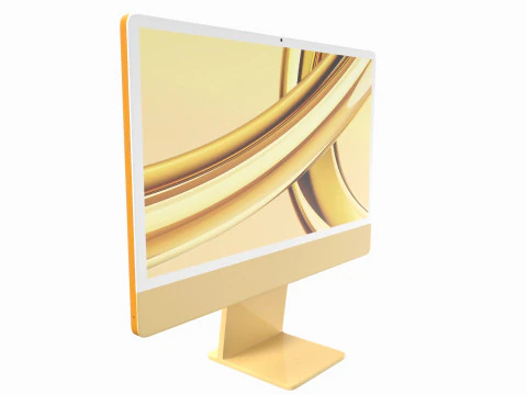 Apple iMac 2023 Yellow 3D Model