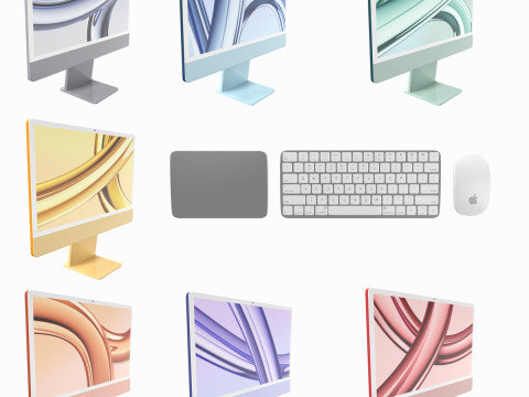 Apple iMac 2023 All Colors 3D Model