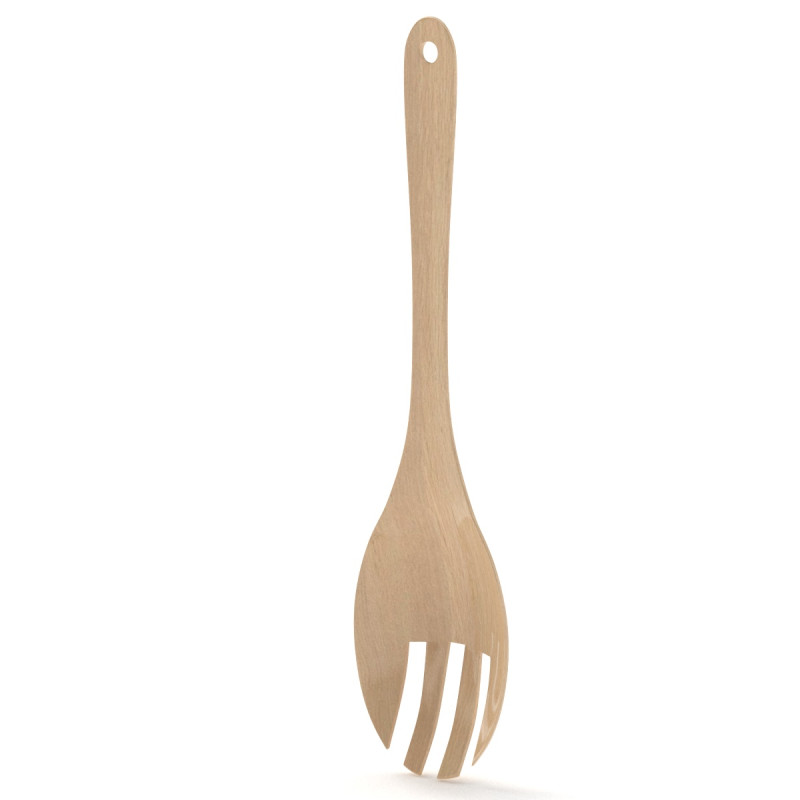 Wooden Kitchen Salad Fork 3D Model .c4d .max .obj .3ds .fbx .stl .blend 