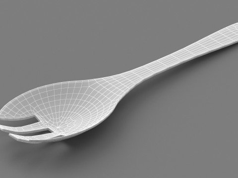 Wooden Kitchen Salad Fork 3D Model