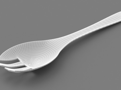 Wooden Kitchen Salad Fork 3D Model