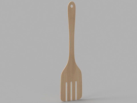 Wooden Kitchen Spatula Fork 3D Model