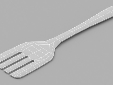 Wooden Kitchen Spatula Fork 3D Model