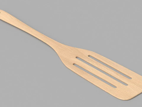 Wooden Kitchen Slotted Spatula 3D Model