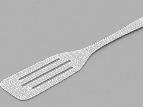 Wooden Kitchen Slotted Spatula 3Dモデル