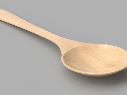 Wooden Kitchen Spoon 3D Model