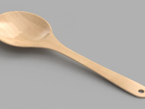 Wooden Kitchen Spoon 3D Model