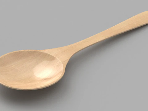 Wooden Kitchen Spoon 3D Model