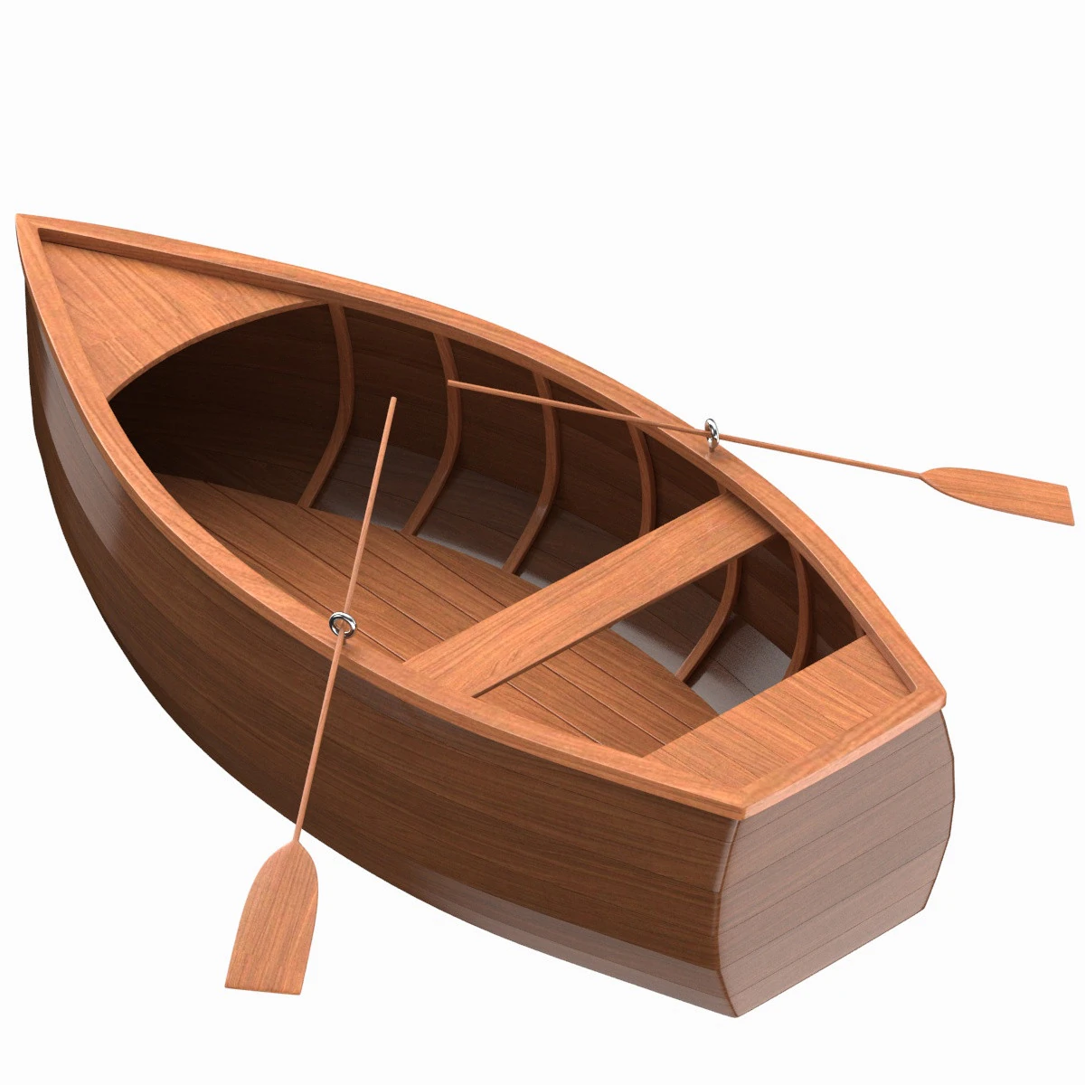 Wooden Rowboat 01 3D Model .c4d .max .obj .3ds .fbx .stl .blend