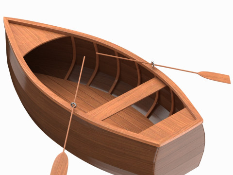 Wooden Rowboat 01 3D Model