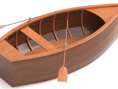 Wooden Rowboat 01 3D Model