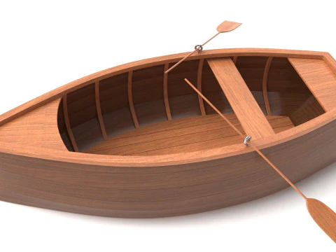 Wooden Rowboat 01 3D Model