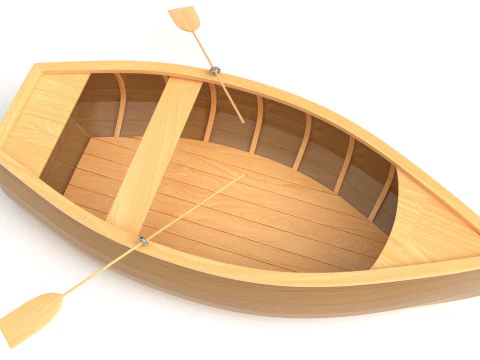 Wooden Rowboat 01 3D Model