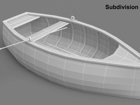 Wooden Rowboat 01 3D Model