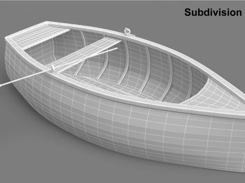 Wooden Rowboat 01 3D Model