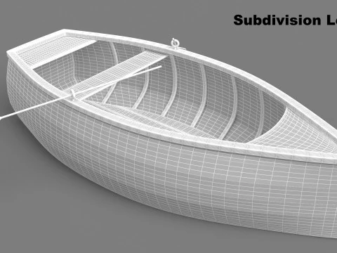 Wooden Rowboat 01 3D Model