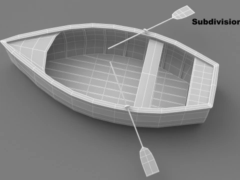 Wooden Rowboat 01 3D Model