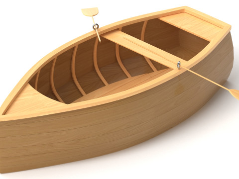 Wooden Rowboat 02 3D 모델