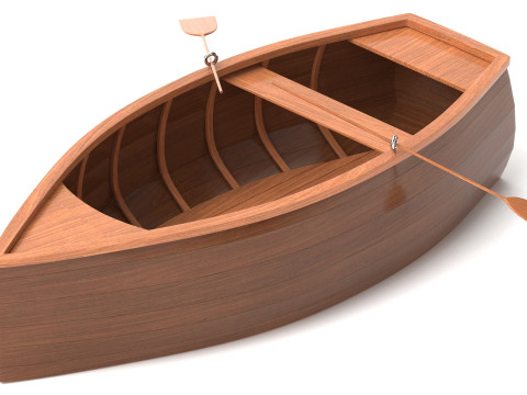 Wooden Rowboat 02 3D 모델