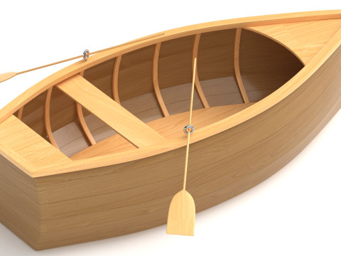 Wooden Rowboat 02 3D 모델
