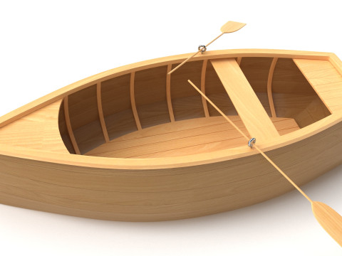 Wooden Rowboat 02 3D 모델