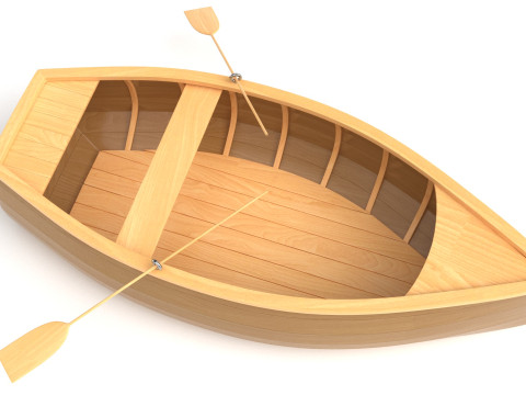 Wooden Rowboat 02 3D 모델