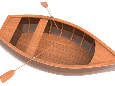 Wooden Rowboat 02 3D 모델