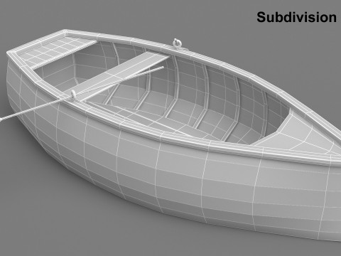 Wooden Rowboat 02 3D 모델
