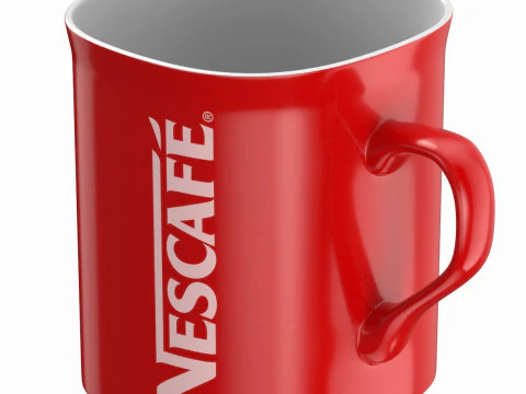 Cangkir Kopi Nescafe Merah Model 3D