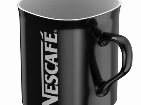 Cangkir Kopi Nescafe Hitam Model 3D